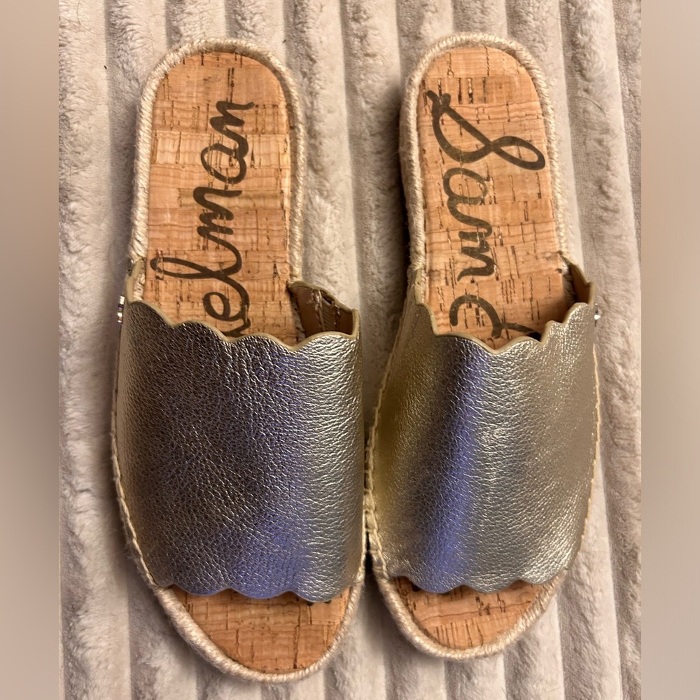 Sam Edelman Andy Slides. Gold Leather
